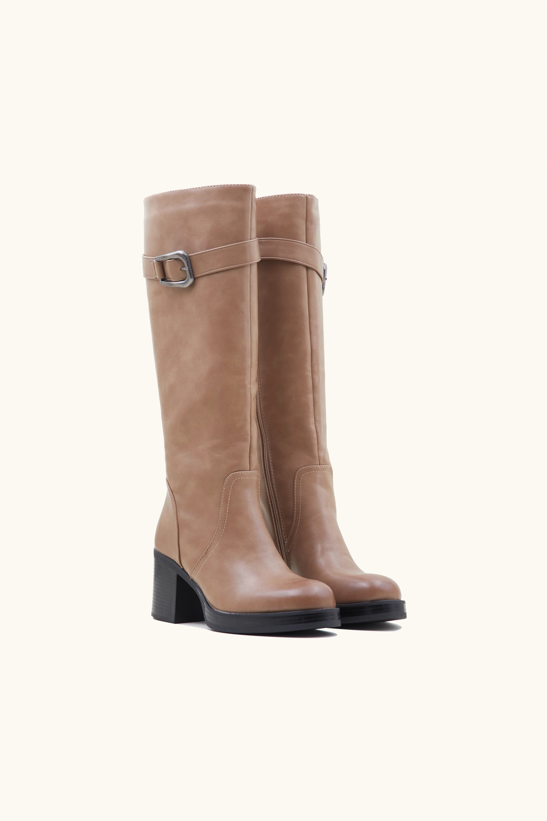 Bottes hautes à boucles khaki