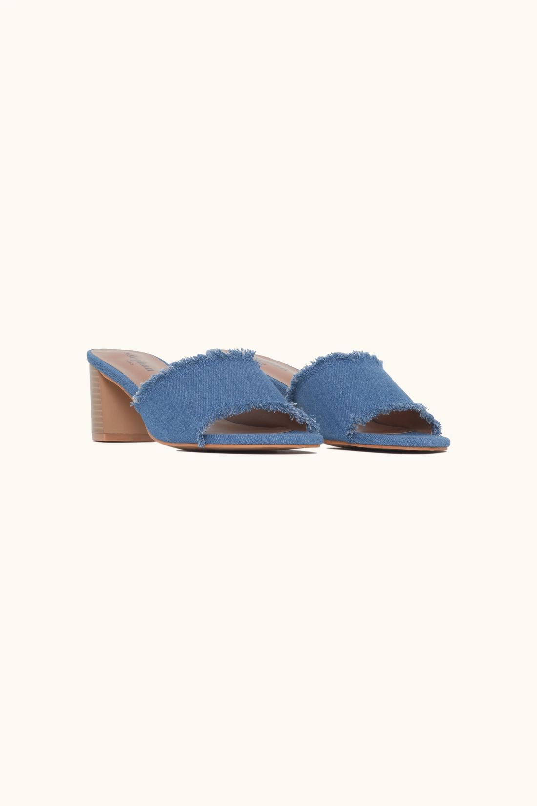 Mules à talon en dénim bleu