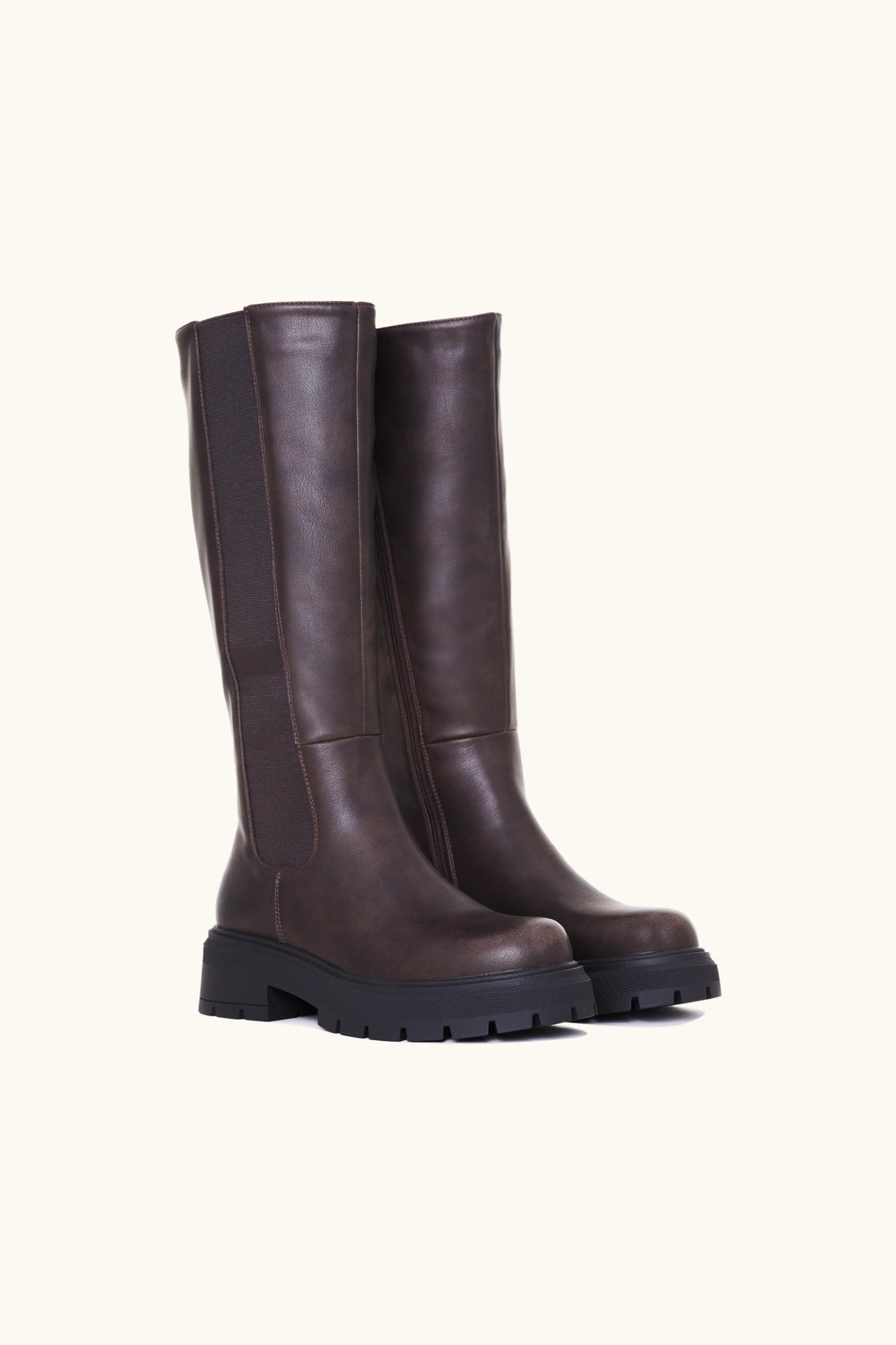 Bottes chunky hauteur genoux marron