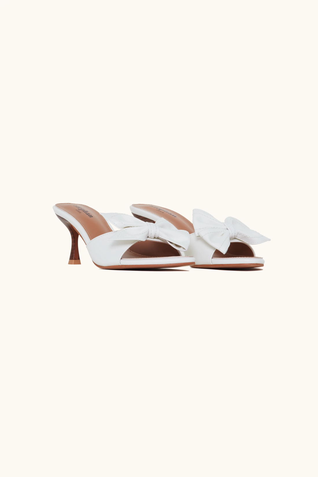 Mules ouverte avec nœud décoratif blanc