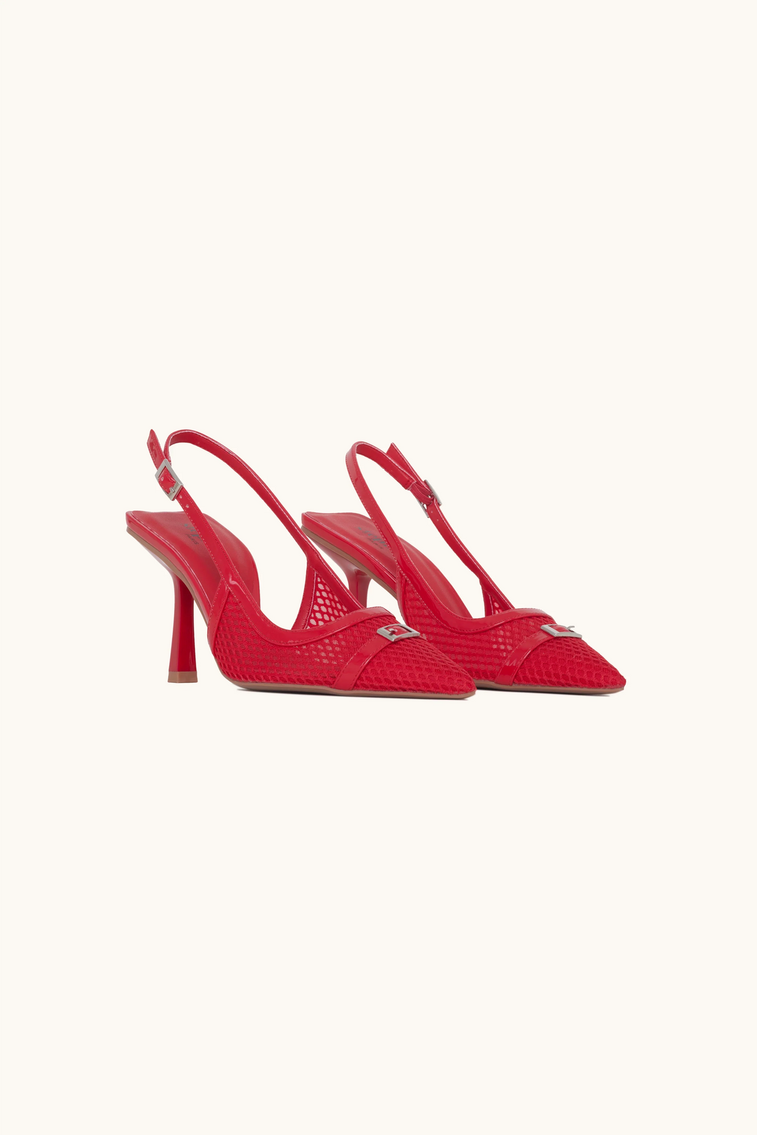 Escarpins slingback à résille rouges