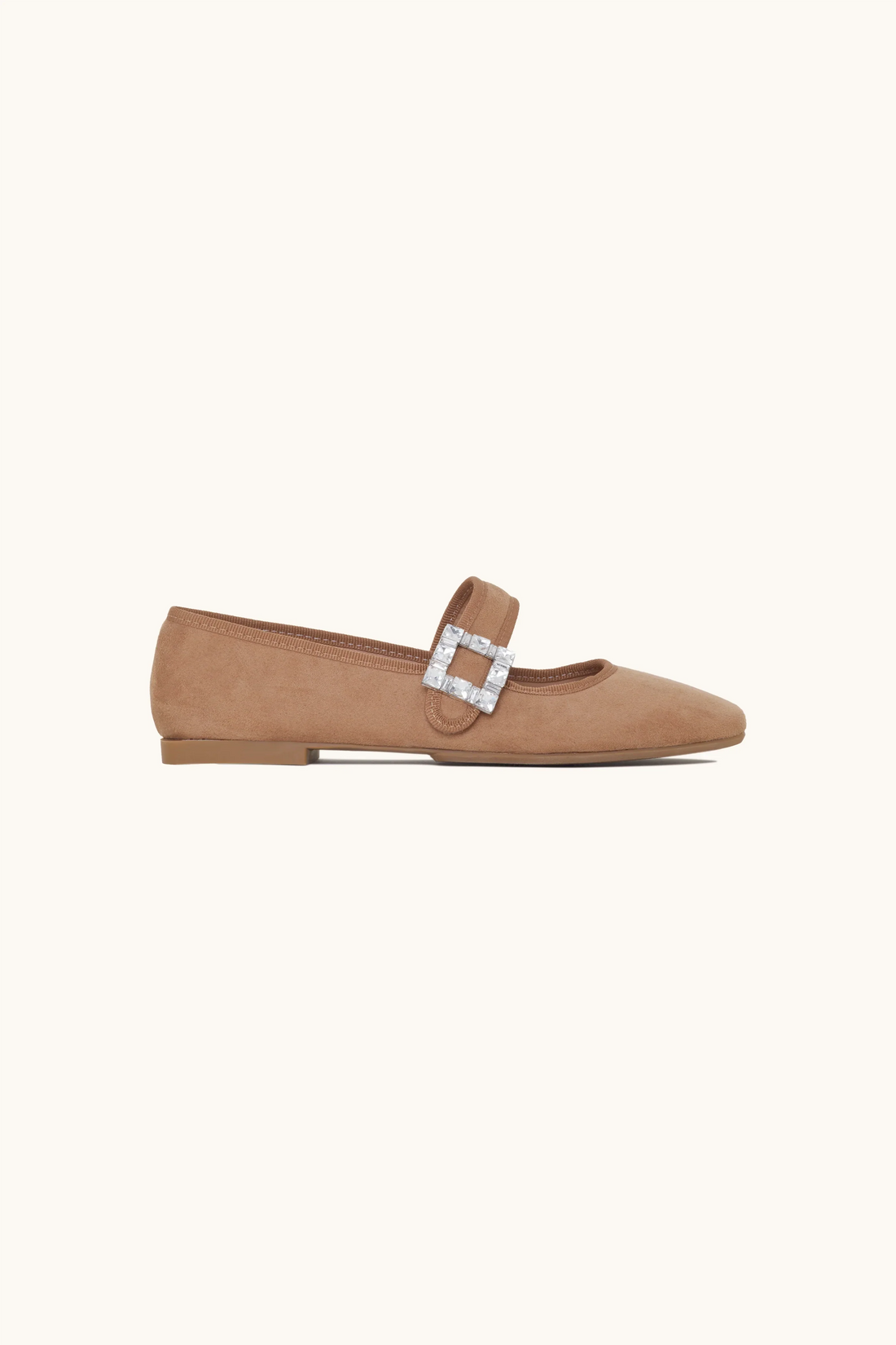 Ballerines à boucle strass camel