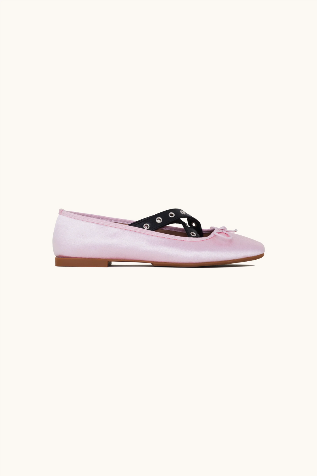 Ballerines à brides croisées et détail œillets rose