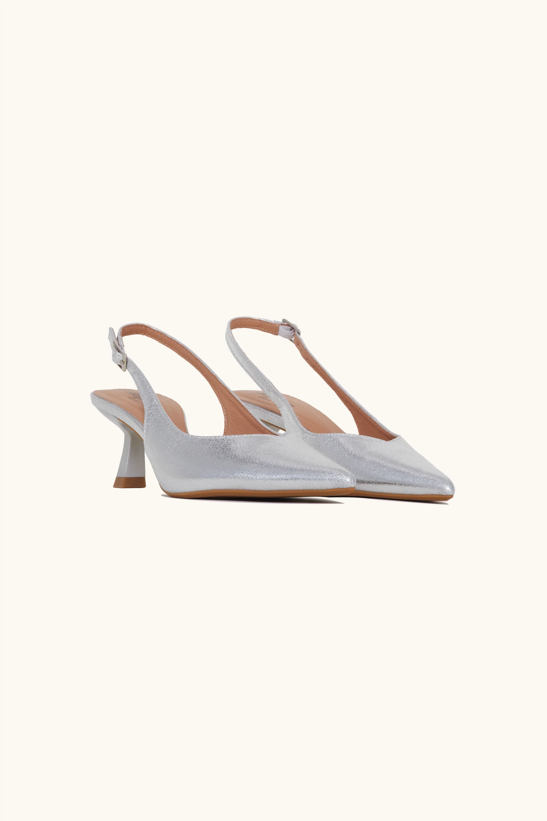 Escarpins slingback métallisés argent