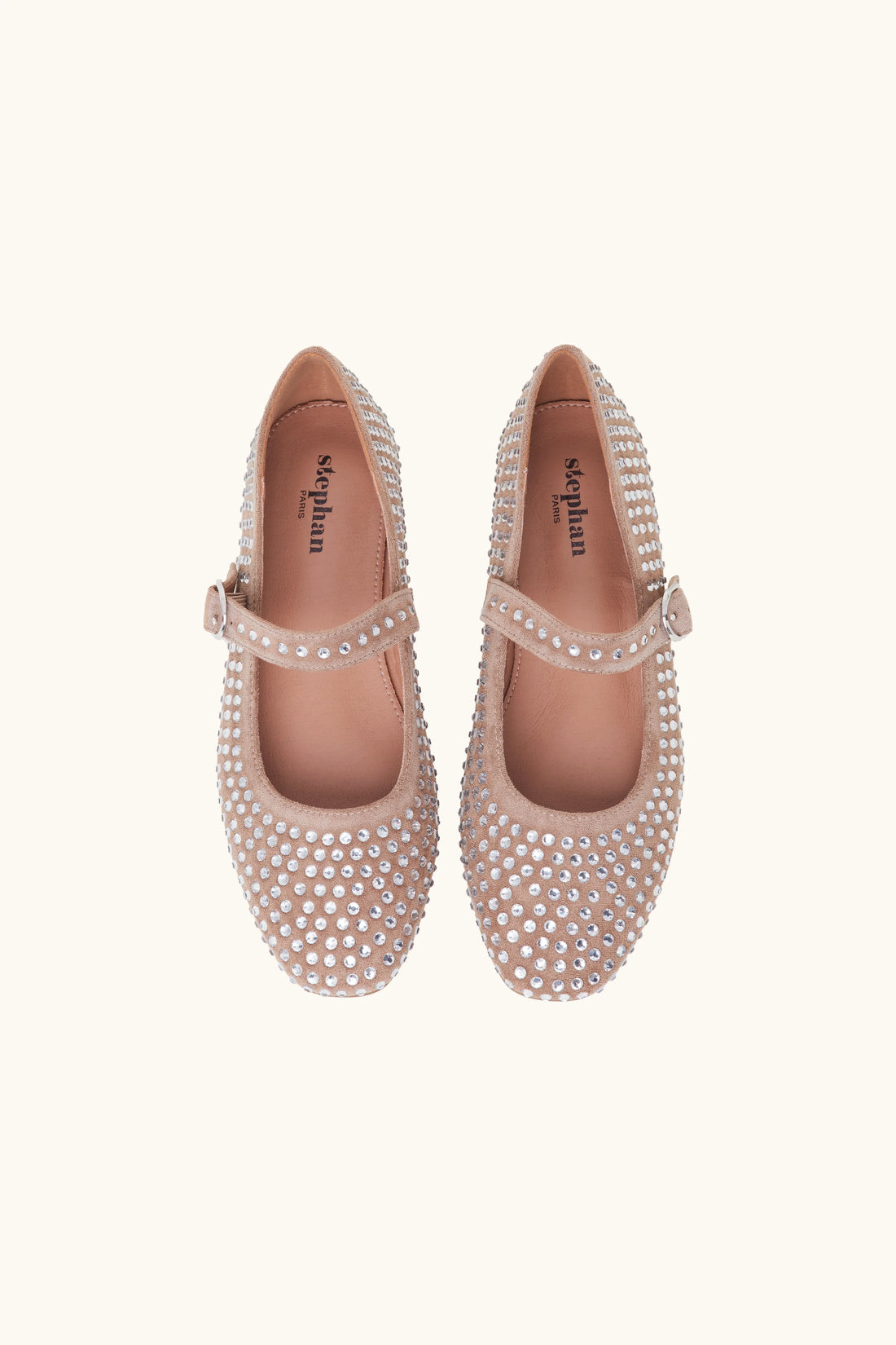Ballerines à strass beige