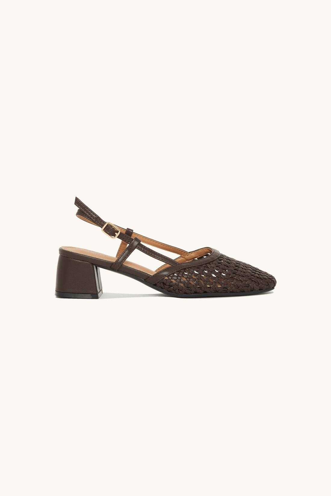 Ballerines slingback tressées à talon bloc  Taylor - Marron Foncé