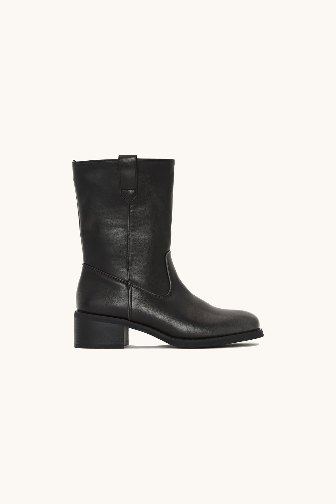 Bottines cavalières mi-hautes en similicuir noir