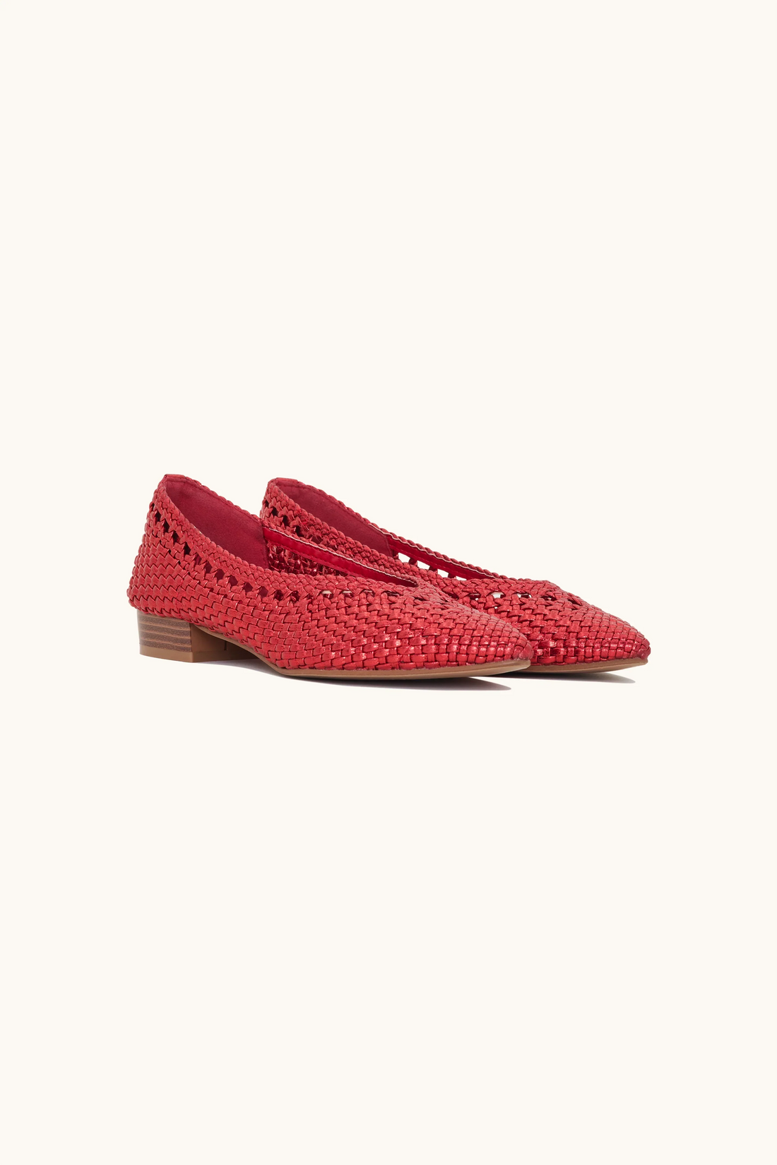 Ballerines tressées rouge