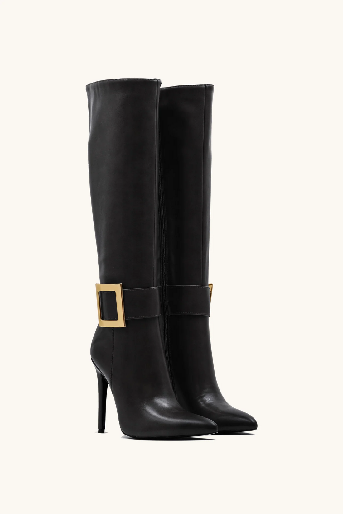 Bottes à boucles dorées noires