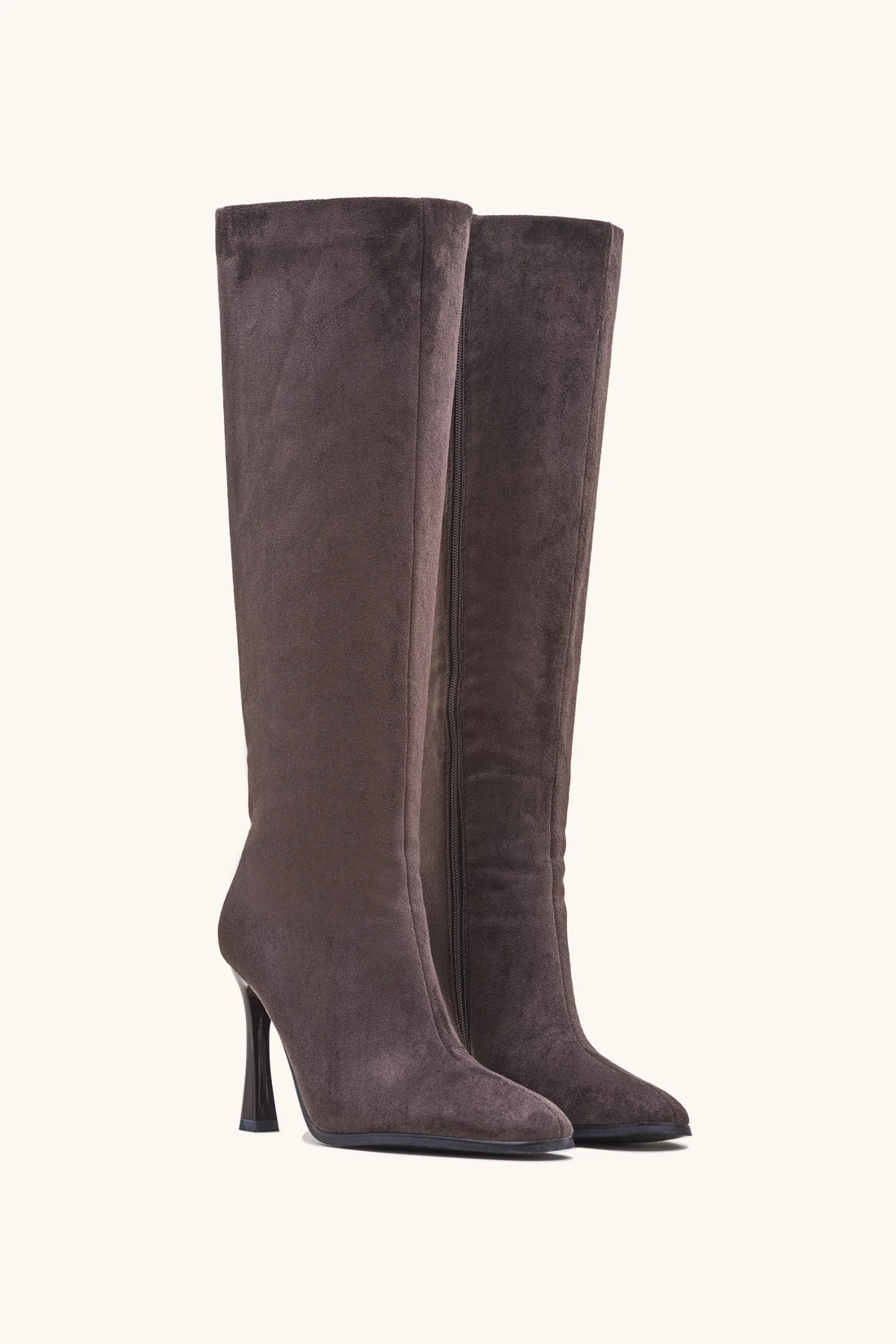 Bottes en suédine à talons marron